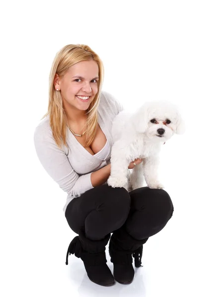 Happy girl with puppy Stock Photo