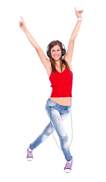 Happy girl with headphones — Stock Photo, Image