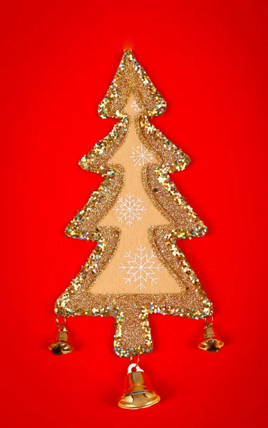 Decorazione a forma di albero di Natale con tre campana — Foto Stock