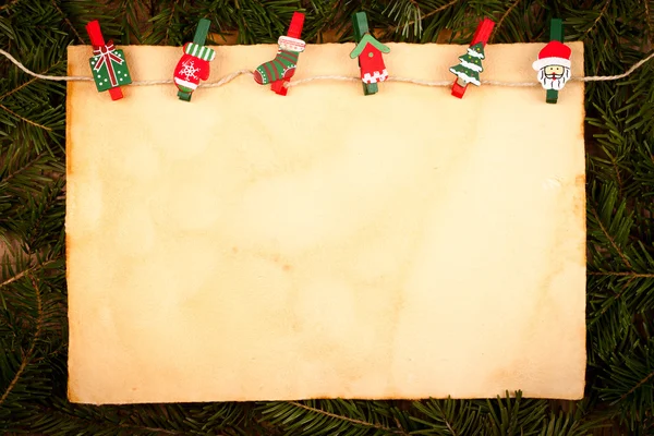 Carta vecchio stile con ornamenti natalizi — Foto Stock