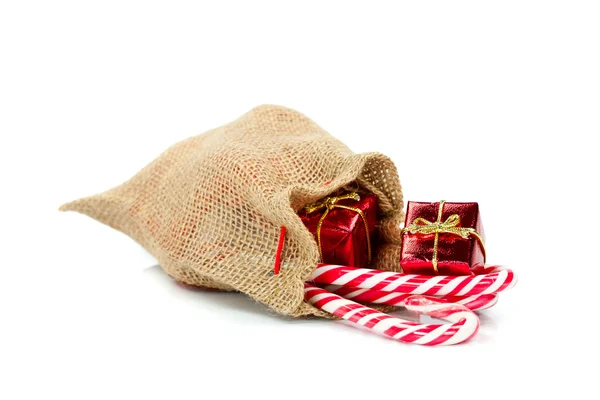 Burlap gift bag — Stock Photo, Image