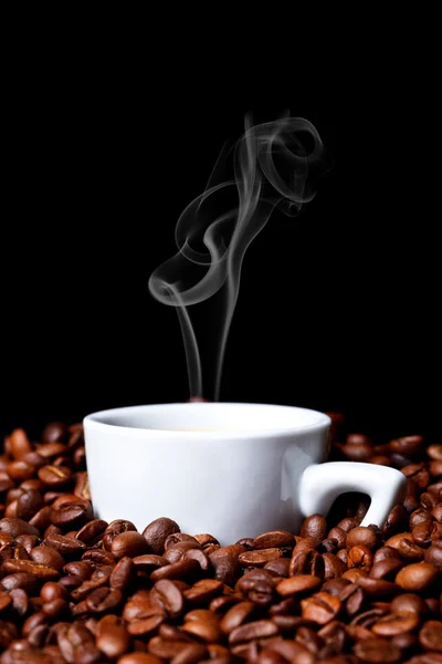 Coffe cup och kaffe bönor — Stockfoto