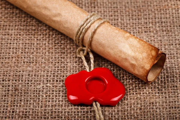 Parchment scroll with wax seal — Stock Photo, Image