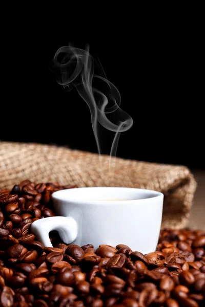 Cup of steamy coffee — Stock Photo, Image