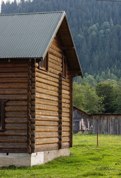 Roof Covered Metal Tiles Roofing Wooden House — Stock Photo, Image