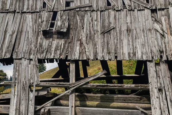 Perspektywa Tekstury Dachu Drewnianego Stara Tekstura Dachu Drewnianego — Zdjęcie stockowe