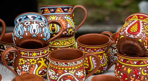 Vasi Ceramica Fatti Casa Tradizionali Sulla Fiera Artigianale Tradizionale — Foto Stock