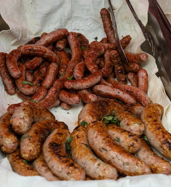 Grilled Sausages Streets Historic Center Street Food — Stock Photo, Image