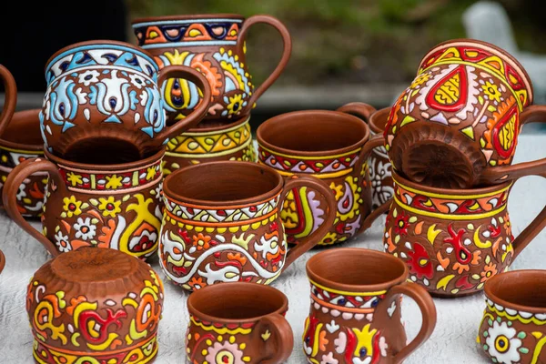 Vasi Ceramica Fatti Casa Tradizionali Sulla Fiera Artigianale Tradizionale — Foto Stock