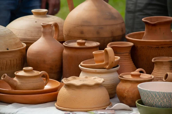 Traditional Homemade Ceramic Pots Traditional Crafts Fair — Stock Photo, Image