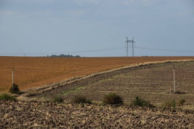 Traktördeki çiftçi tohum ekiciyle toprağı hazırlıyor..