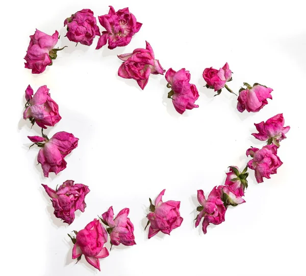 Welke Rosenblätter Herzform Auf Weiß — Stockfoto