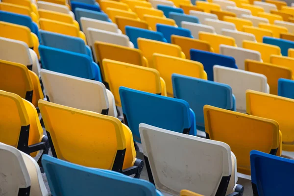 Empty Colorful Seats Tribunes Stadium — Stock Photo, Image