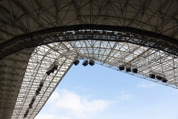 Luces Altavoces Del Estadio Deportivo Techo Del Estadio Fútbol — Foto de Stock