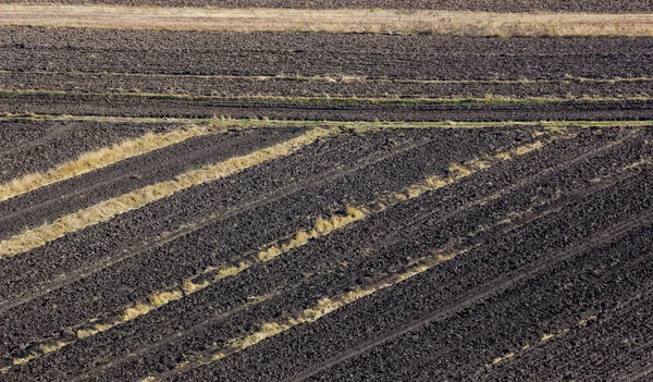 Aerial View Plowed Field Preperaton Seeding Agricultural Field — Stock Photo, Image