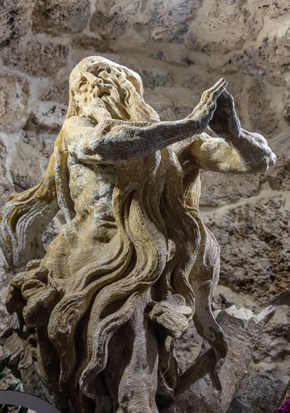 Stenen Sculptuur Van Onuphrius Rukomysh Geschreven Door Pinzel — Stockfoto