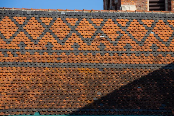 Seamless Roof Texture Flat Red Shingles Embedded Line Patterns — Stock Photo, Image