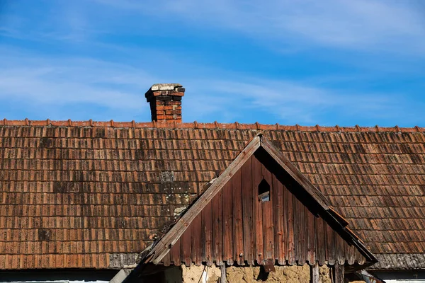 Texture Toit Sans Couture Bardeaux Rouges Plats Avec Des Motifs — Photo