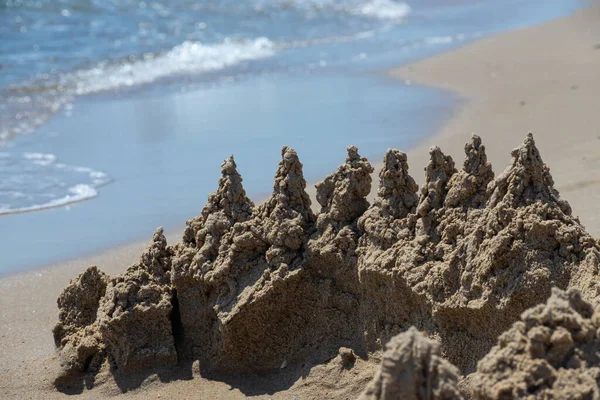 Sandburg Strand Wassernähe Hochwertiges Foto Stockbild