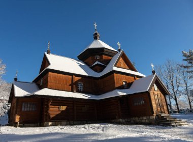 Kryvorivnya 'daki Hutsul Kilisesi, Ivano-Frankivsk Oblastı. Ukrayna.