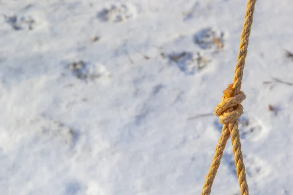 Bow Knot Gjorda Linne Rep Sträng Isolerade Över Den Vita — Stockfoto