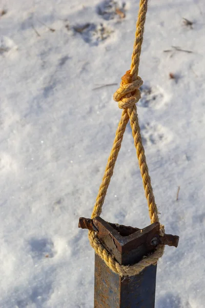 Bow Knoop Gemaakt Van Linnen Touw Tekenreeks Geïsoleerd Witte Achtergrond — Stockfoto