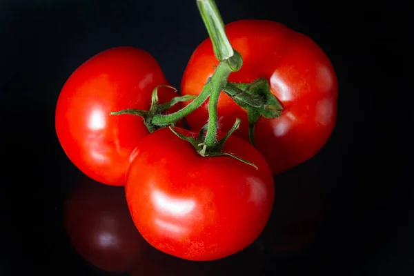 Red Row Ripe Tomatoes Drops Water Luminating Fresh Appetizing Natural — Stock Photo, Image