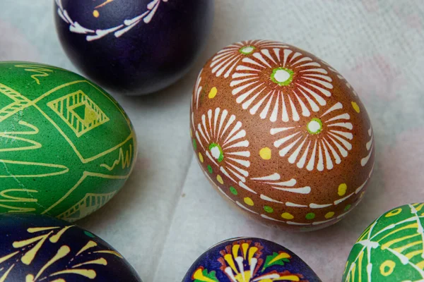 Buon Oriente Colorato Dipinto Mano Decorato Uova Pasqua Artigianato Pasquale — Foto Stock