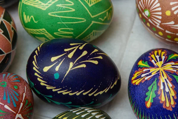 Buon Oriente Colorato Dipinto Mano Decorato Uova Pasqua Artigianato Pasquale — Foto Stock