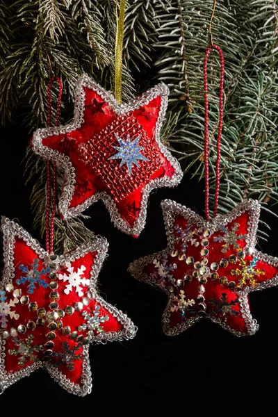 Handmade Soft Toys Christmas Tree Decorations Christmas Gifts Valentine Day — Stock Photo, Image