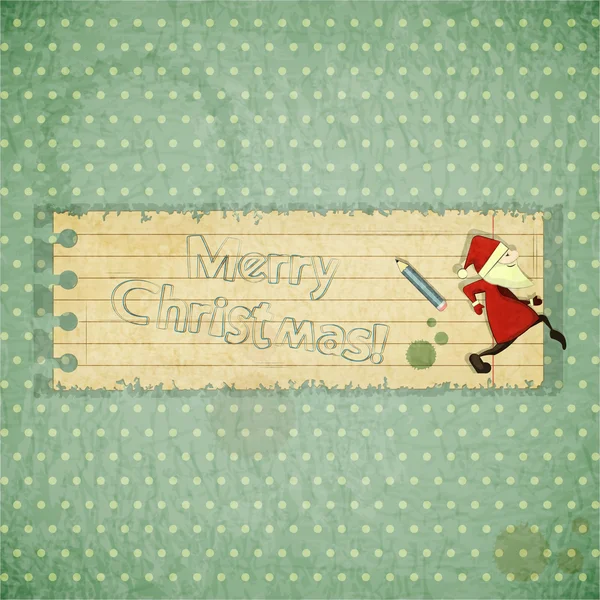 サンタ クロースと手のクリスマス カードのテキストを描画するメリーのキリスト — ストックベクタ
