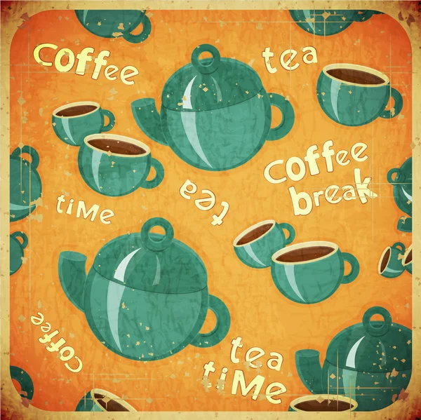 Tasses à café et cafetière — Image vectorielle