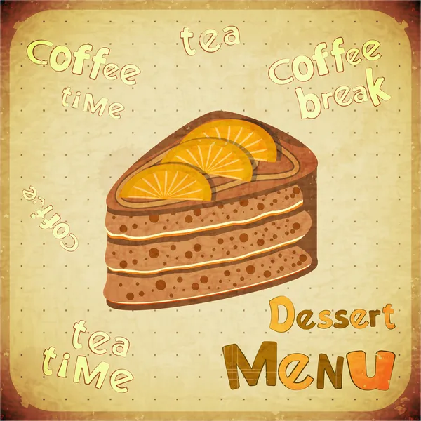 Ročník kavárna nebo cukrárna dezertní menu — Stockový vektor