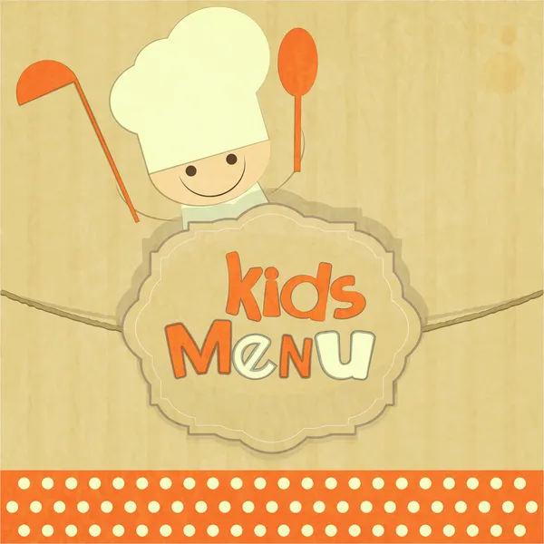 Дизайн детского меню с улыбающимися шеф-поварами — стоковый вектор