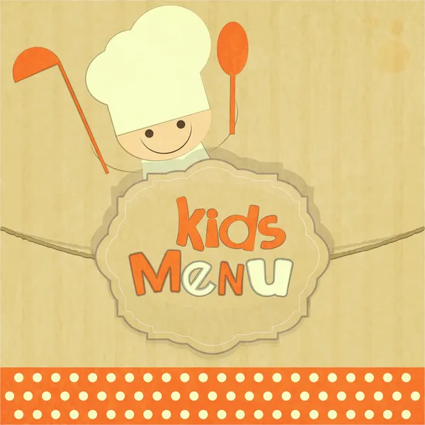 Design de menu infantil com chefs sorridentes — Vetor de Stock