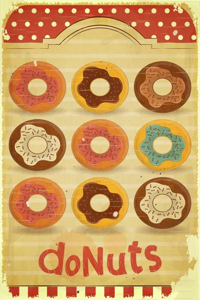 Donuts Menu no fundo do vintage — Vetor de Stock