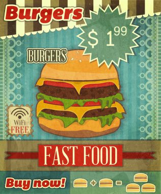 fast food menü için Grunge kapak