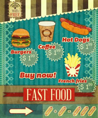 Vintage fast food menü