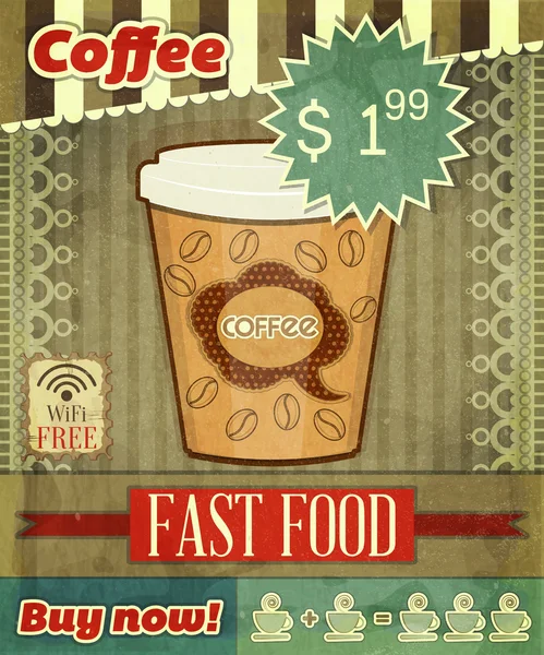 Copertina Vintage per Menu Caffè — Vettoriale Stock