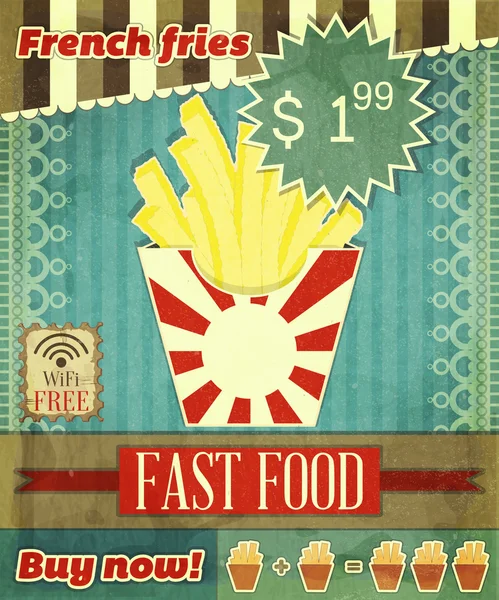Grunge-Cover für Fast-Food-Menü — Stockvektor