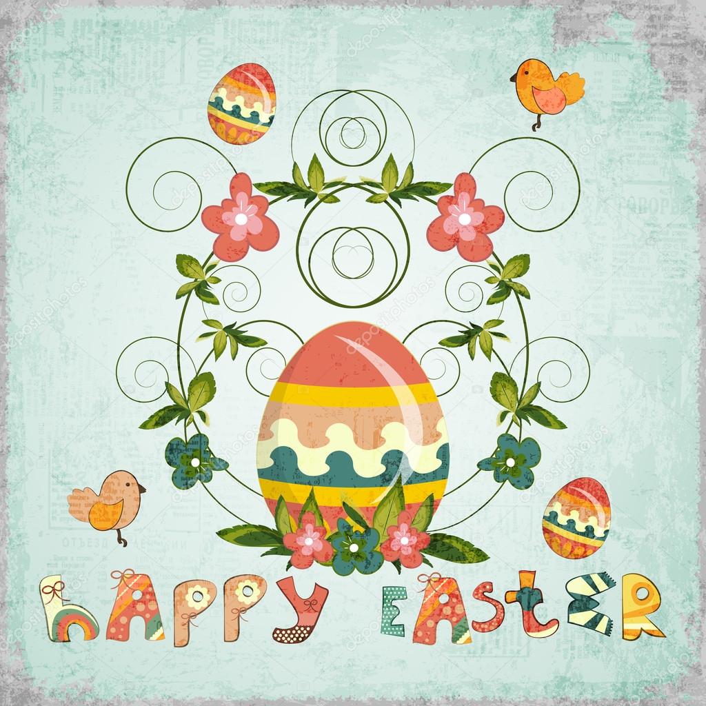 Retro Design of Easter Card