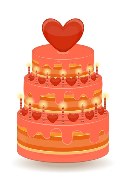 Tarta de San Valentín sobre fondo blanco — Vector de stock