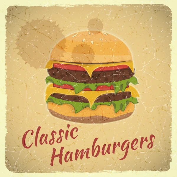 Grunge Cover pour Hamburgers Menu — Image vectorielle