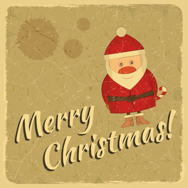 サンタ クロースとメリー クリスマス レトロなカード — ストックベクタ
