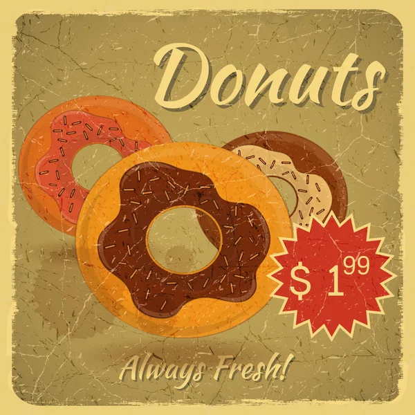 Donuts no fundo grunge — Vetor de Stock