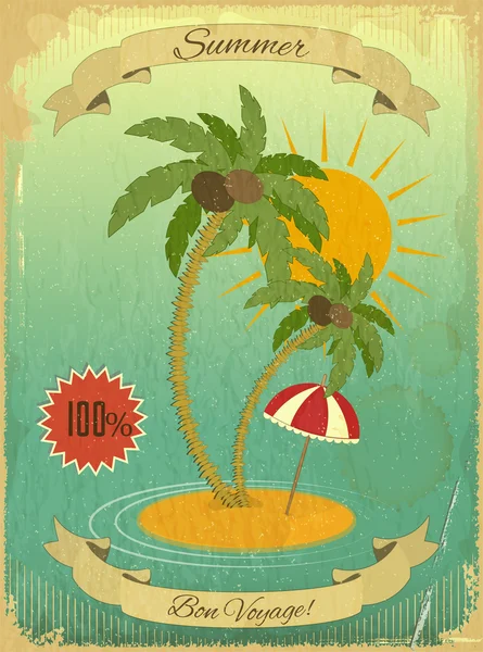 Tarjeta postal de vacaciones de verano Retro Vintage Grunge — Vector de stock