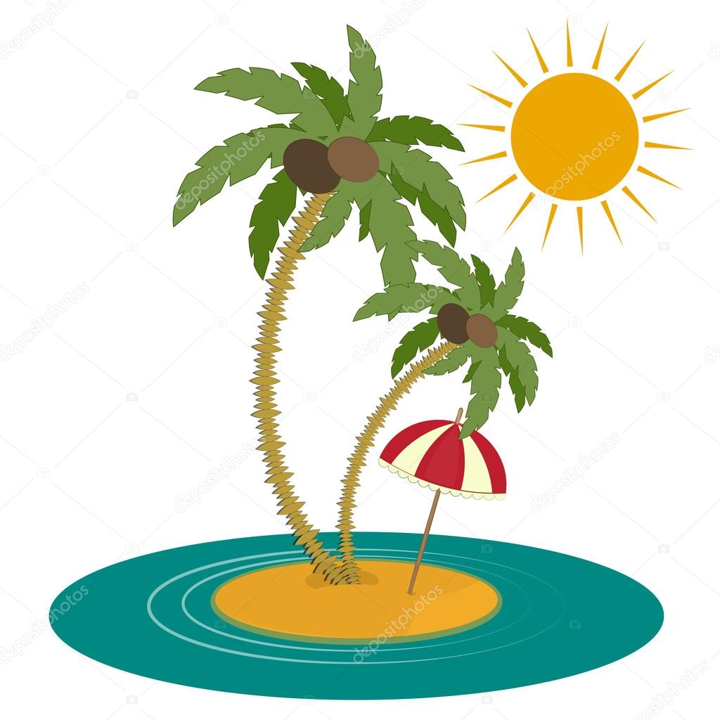 有棕榈树和沙滩、椰子树的热带岛屿库存矢量图（免版税）2622647543 | Shutterstock, image size:1024x1024