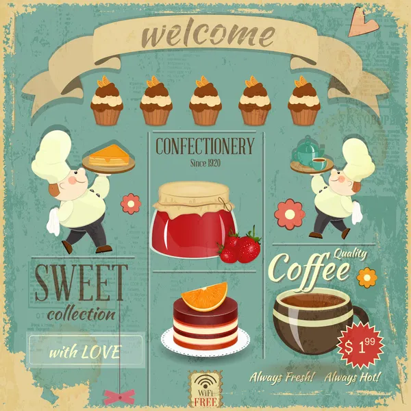 Кафе Кондитерське меню Ретро Дизайн — стоковий вектор