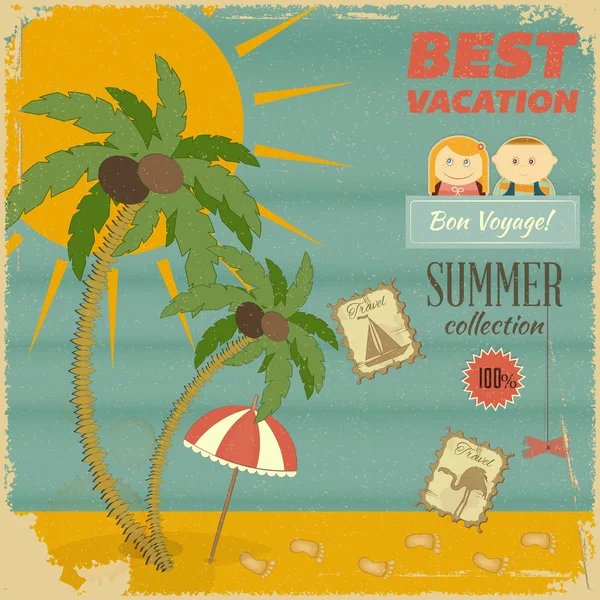 Tarjeta de vacaciones en estilo retro — Vector de stock