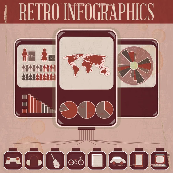 Retro infographic telefoon ontwerp — Stockvector